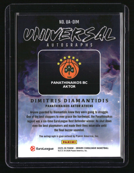2025-26 Panini Origins EuroLeague Dimitris Diamantidis Maroon Auto #/115