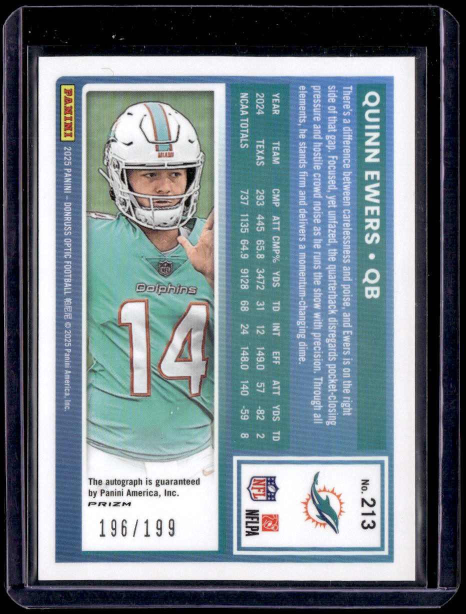 2025 Donruss Optic Quinn Ewers Rated Rookies RPS Autographs Holo #/199