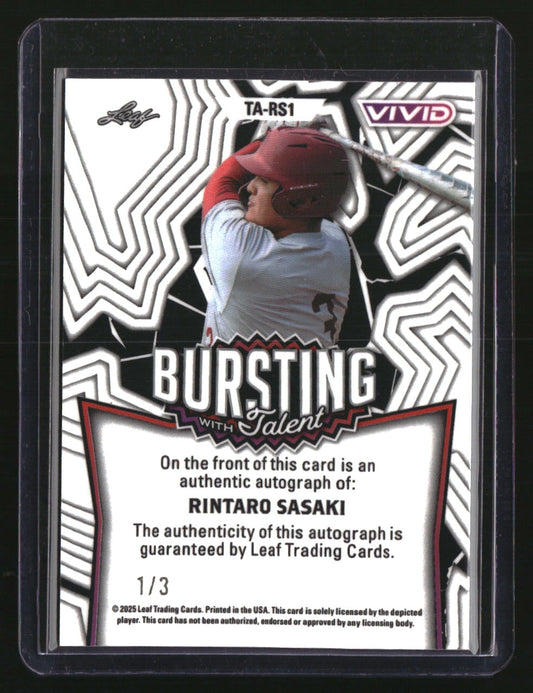 2025 Leaf Vivid Rintaro Sasaki Bursting with Talent Auto Laser Cool Gray #/3