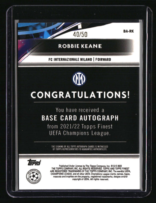2021-22 Finest UEFA Champions League Robbie Keane Autographs Gold Refractor #/50