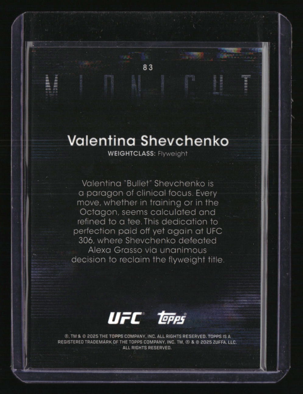 2025 Topps Midnight UFC Valentina Shevchenko Moonrise #/25