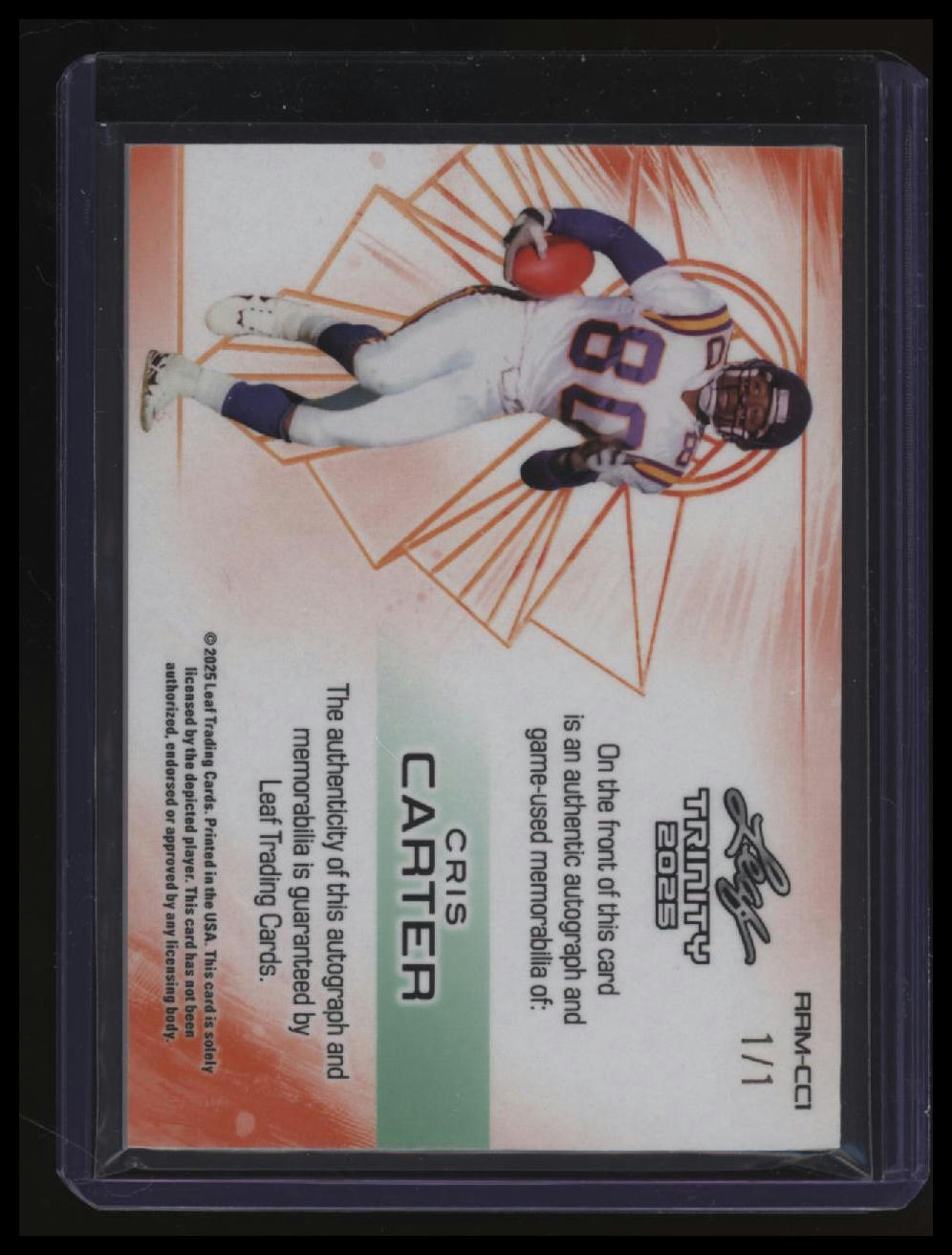 2025 Leaf Trinity - Retro Rookie Auto Memorabilia Metal Cris Carter 1/1