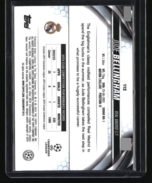 2023-24 Topps Chrome UEFA CC Jude Bellingham Purple Ray Wave #/175