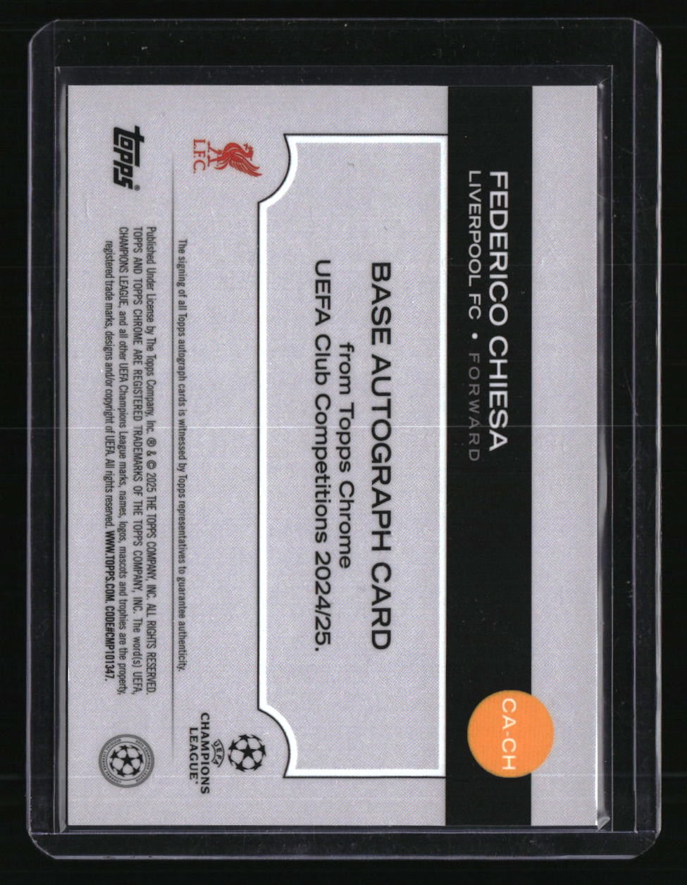 2024-25 Topps Chrome UEFA Club Competitions Federico Chiesa Auto Blue #/150