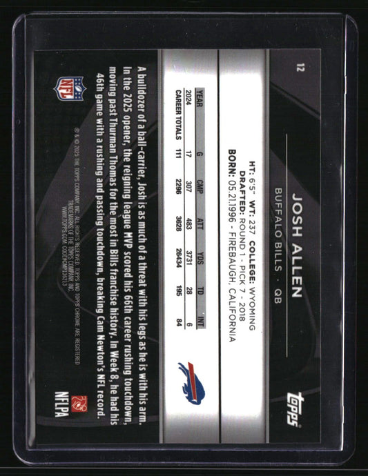 2025 Topps Chrome Black Josh Allen Purple Refractor #/75