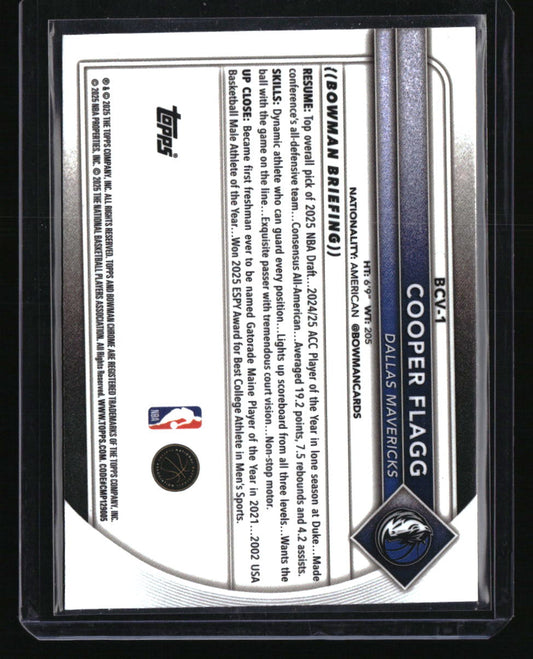 2025-26 Bowman Cooper Flagg Chrome Mojo Refractors Nail Mark Damage