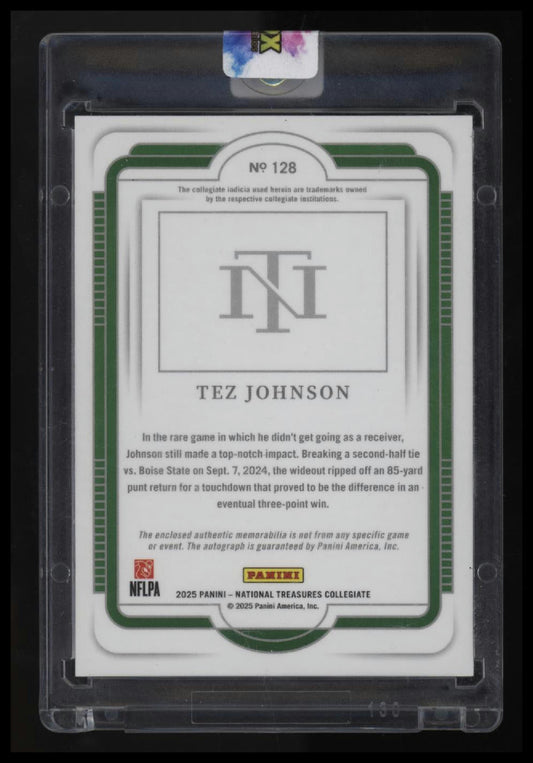 2025 Panini National Treasures Tez Johnson College Silhouettes Sig Team Logo #/1