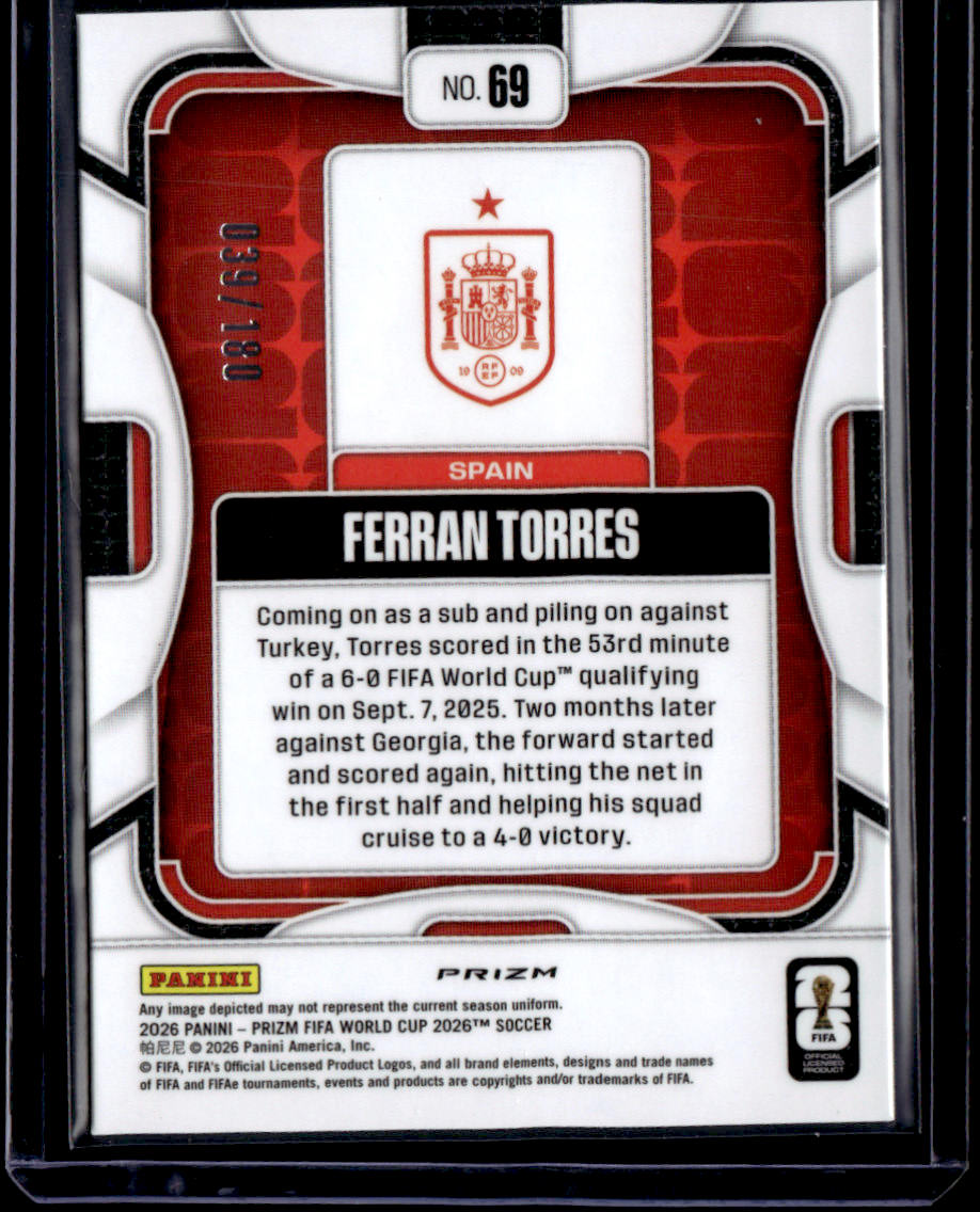 2026 Panini Prizm FIFA World Cup Ferran Torres Yellow Wave Prizm #/180