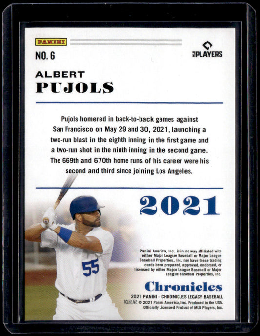 2021 Panini Chronicles Albert Pujols Chronicles Gold #/10