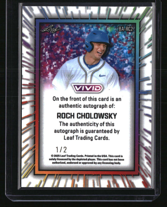 2025 Leaf Vivid Roch Cholowsky Base Autographs Red #/2