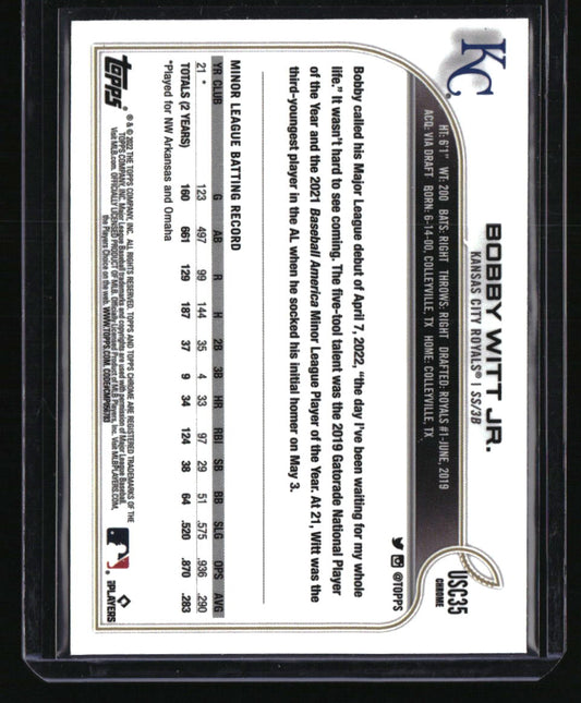 2022 Topps Chrome Update Bobby Witt Jr. Purple Refractor