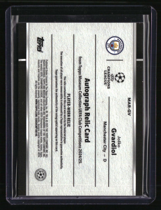 2024-25 Topps Museum Coll UEFA CC Joško Gvardiol Auto Relics Aquamarine #/199