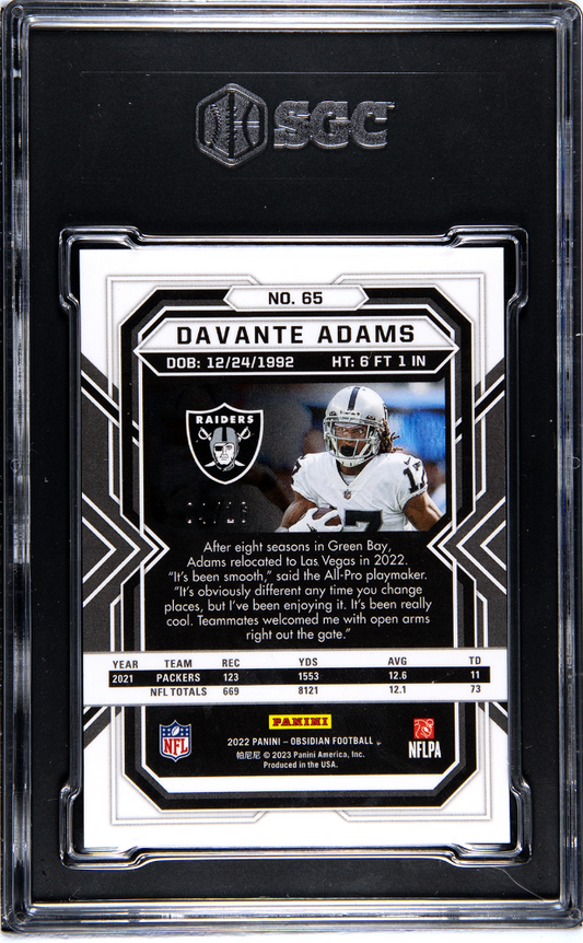 2022 Panini Obsidian Davante Adams Electric Etch Purple Flood /16 SGC 10