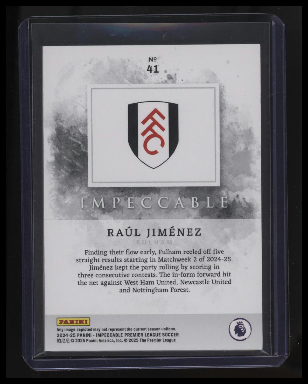 2024-25 Panini Impeccable Premier League Raul Jimenez Gold #/10
