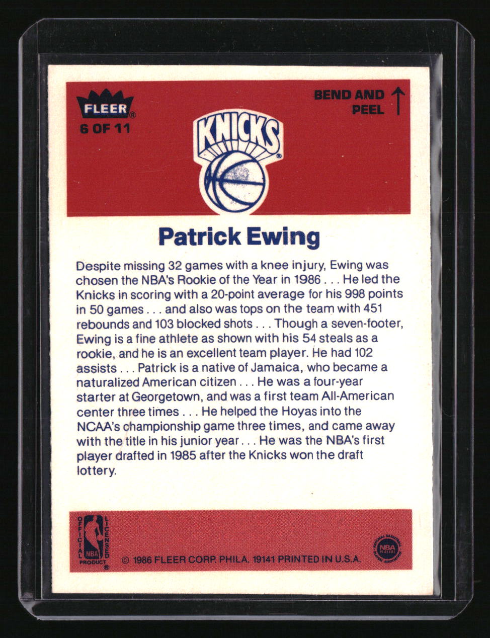 1986-87 Fleer Patrick Ewing Stickers
