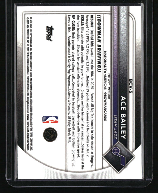 2025-26 Bowman Ace Bailey Chrome Purple Mojo Refractors #/250