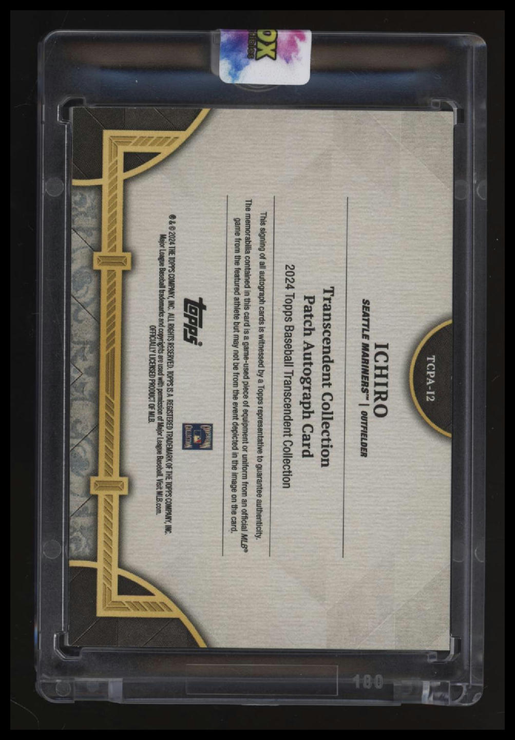 2024 Topps Transcendent Collection Ichiro Autograph Relics Emerald Bookend 5/5