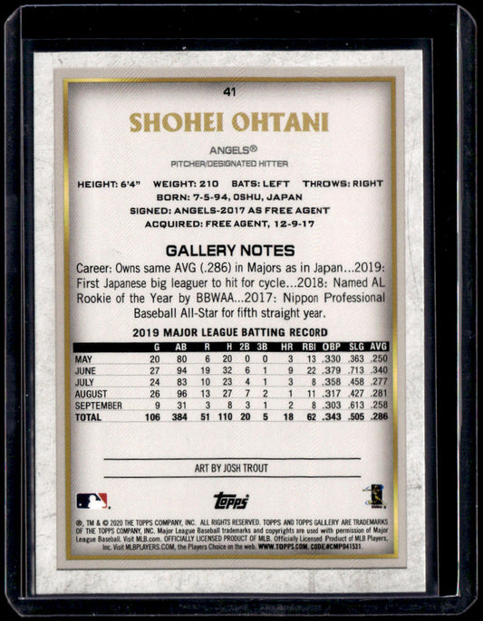 2020 Topps Gallery Shohei Ohtani
