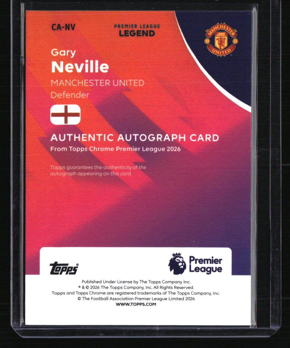 2025-26 Topps Chrome Premier League Gary Neville Auto Green Wave #/99
