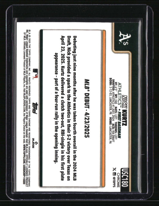 2025 Topps Chrome Update Nick Kurtz Purple Refractors #/250