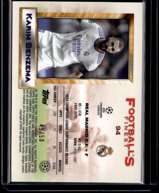 2021-22 Topps Finest Flashbacks UEFA Champions League Karim Benzema Gold #/50
