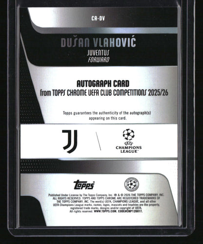2025-26 Topps Chrome UEFA Club Competitions Dušan Vlahović Auto Orange #/25