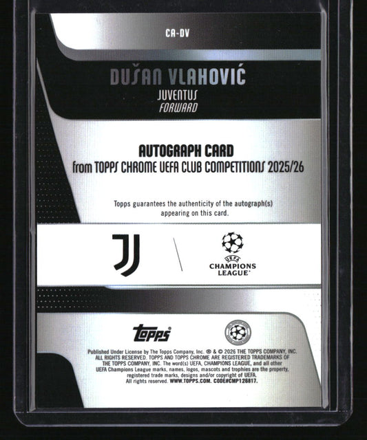 2025-26 Topps Chrome UEFA Club Competitions Dušan Vlahović Auto Orange #/25