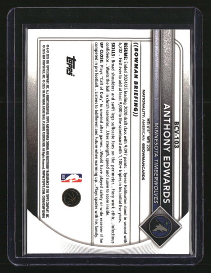 2025-26 Bowman Anthony Edwards Chrome Reptilian Fuchsia Refractors #/199