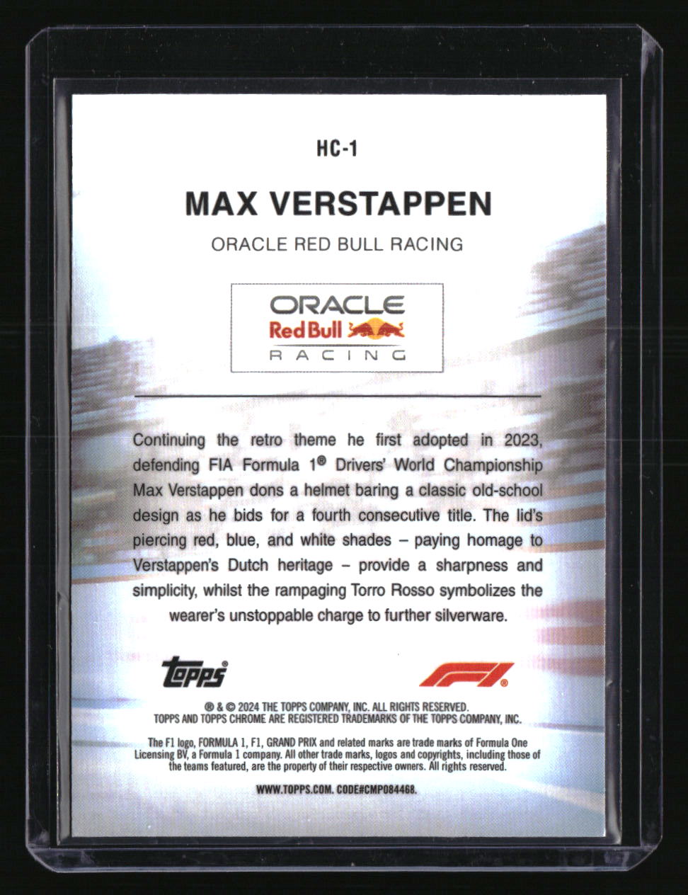 2024 Topps Chrome Formula 1 Max Verstappen Helmet Collection