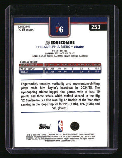 2025-26 Topps Chrome VJ Edgecombe Wave Refractor