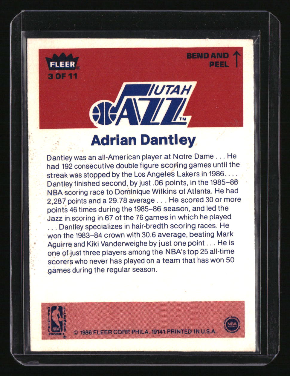 1986-87 Fleer Adrian Dantley Stickers