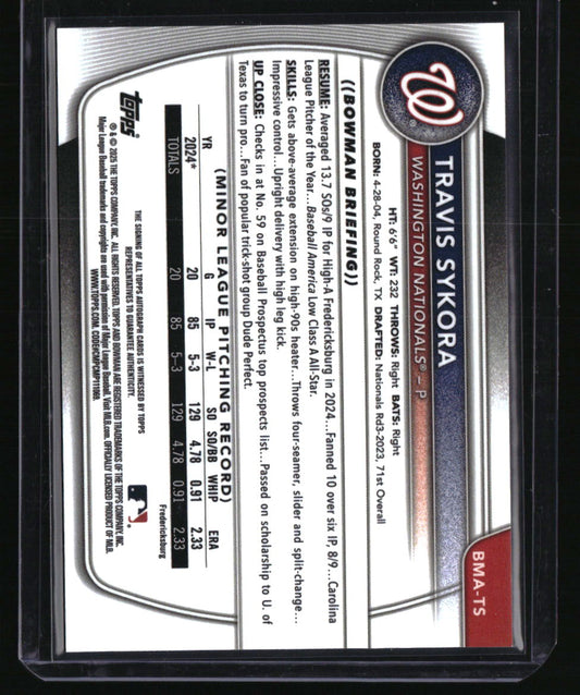 2025 Bowman Chrome Travis Sykora Prospect Autographs Mega Mojo