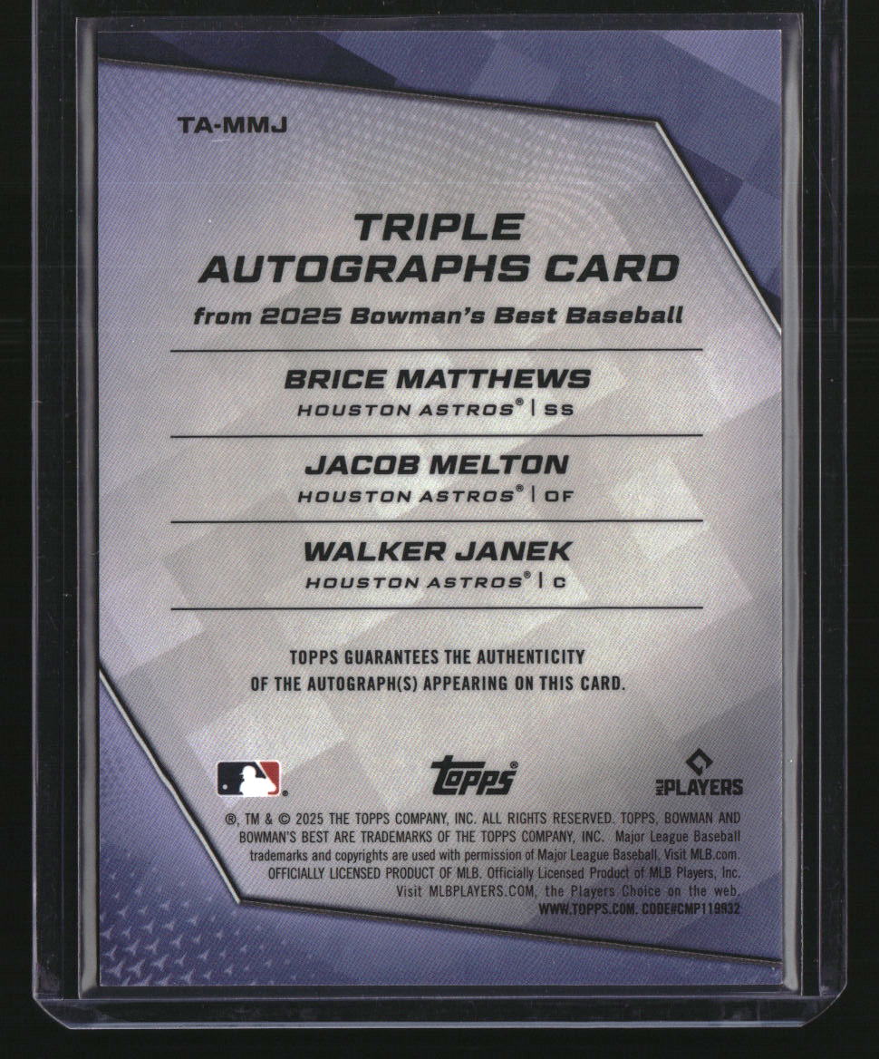 2025 Bowman's Best Melton/Janek/Matthews Triple Auto Orange #/25
