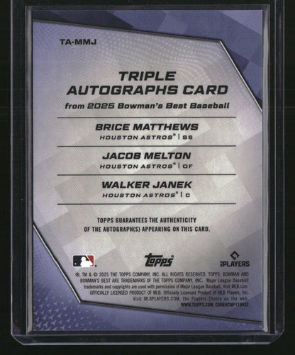 2025 Bowman's Best Melton/Janek/Matthews Triple Auto Orange #/25