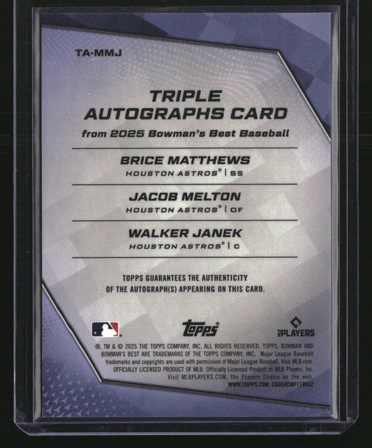 2025 Bowman's Best Melton/Janek/Matthews Triple Auto Orange #/25