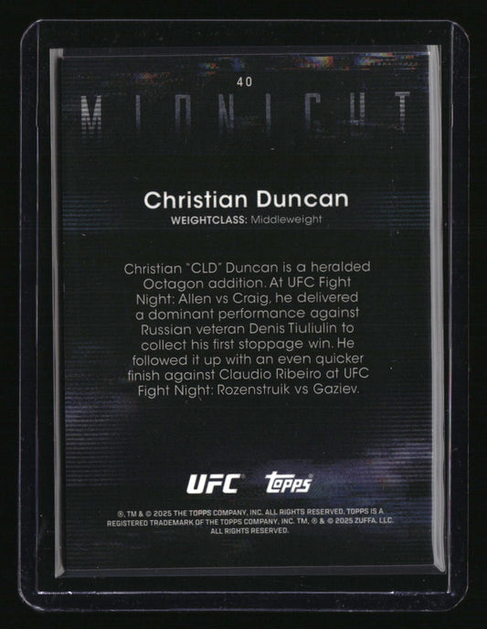 2025 Topps Midnight UFC Christian Duncan Moonbeam
