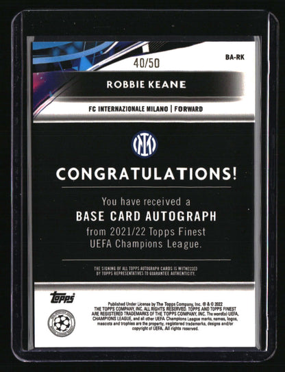 2021-22 Finest UEFA Champions League Robbie Keane Autographs Gold Refractor #/50