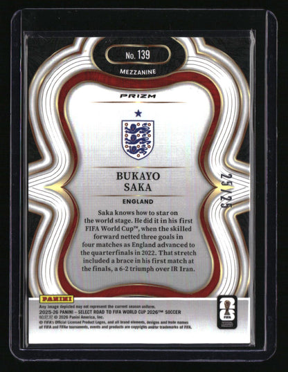 2025-26 Panini Select Road to FIFA World Cup Bukayo Saka Tie-Dye #/25