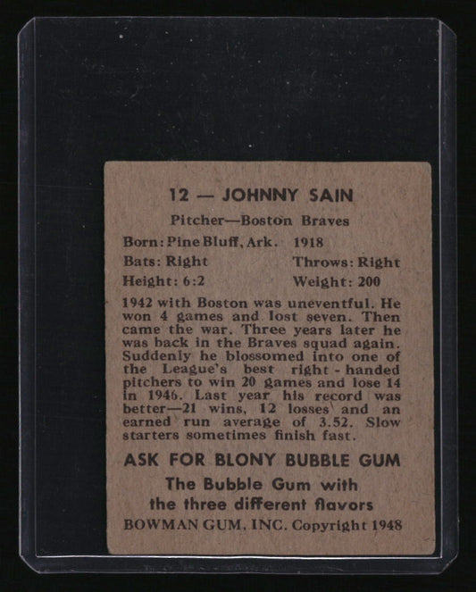 1948 Bowman Johnny Sain