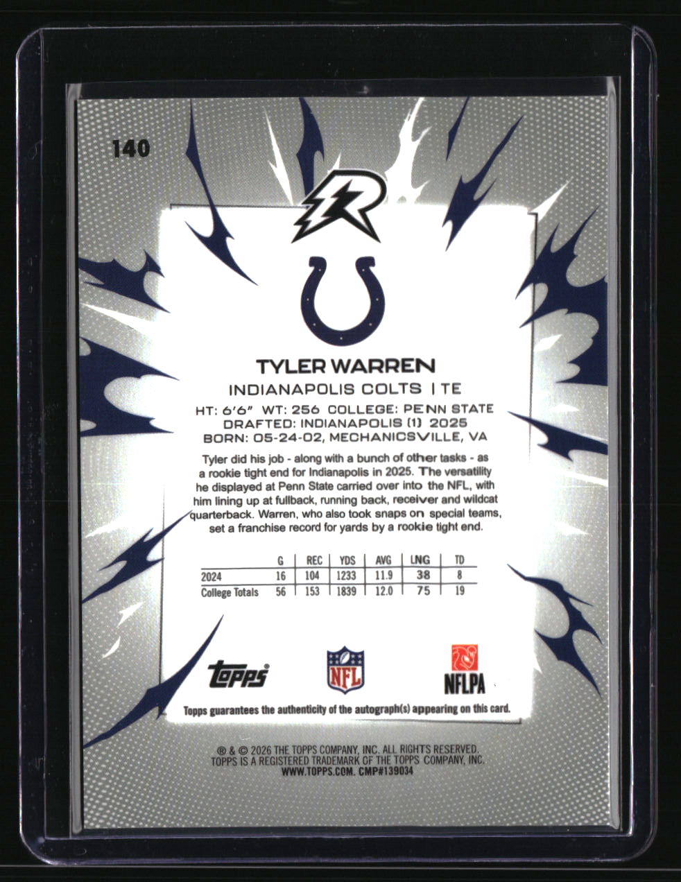 2025 Topps Resurgence Tyler Warren Signatures