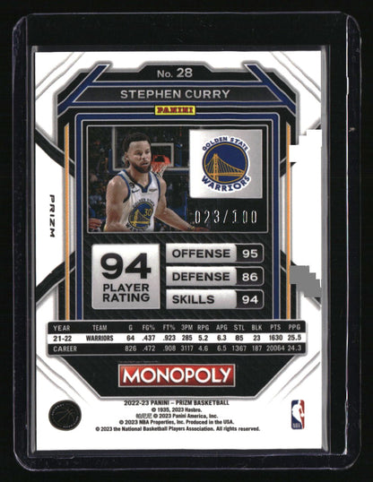 2022-23 Panini Prizm Monopoly Stephen Curry Red Money Shimmer #/100