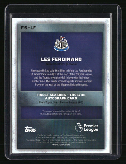 2025-26 Finest Premier League Les Ferdinand Seasons 1995-96 Auto Gold #/50