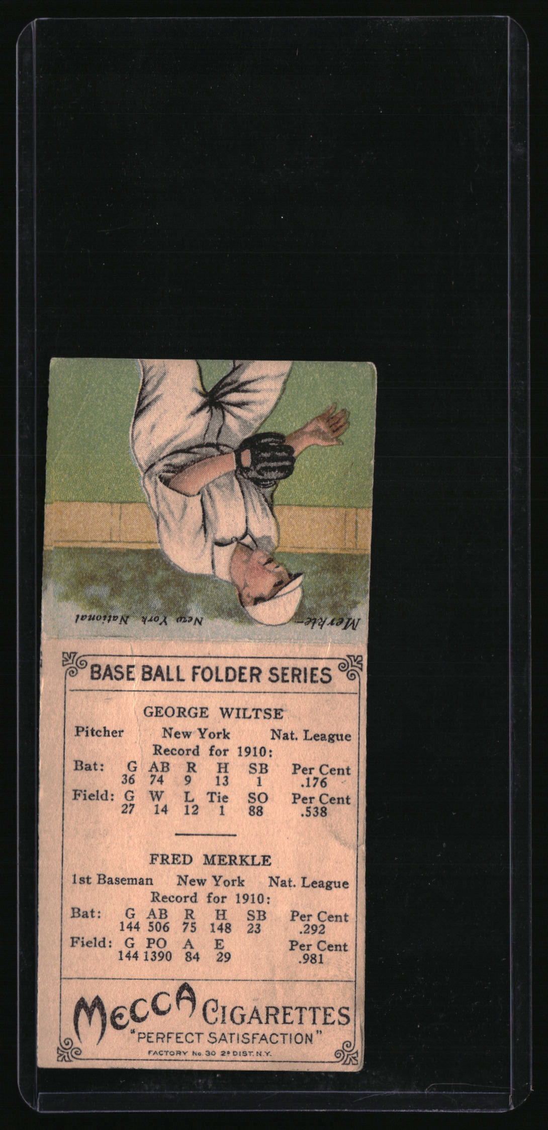 1911 Mecca Double Folders T201 Hooks Wiltse / Fred Merkle