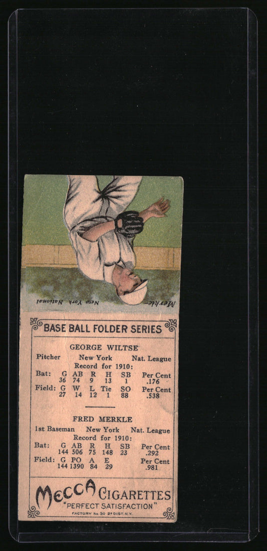 1911 Mecca Double Folders T201 Hooks Wiltse / Fred Merkle