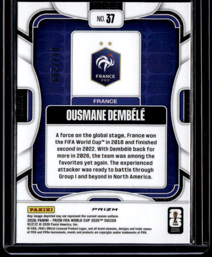 2026 Panini Prizm FIFA World Cup Ousmane Dembele Purple Hyper Prizms #/299
