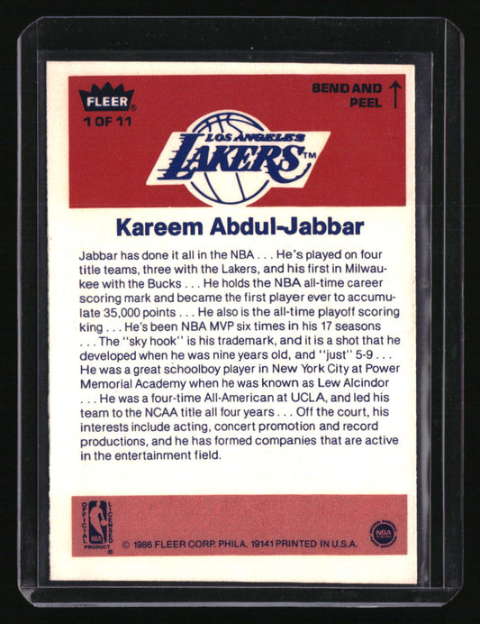 1986-87 Fleer Kareem Abdul-Jabbar Stickers