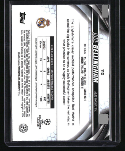 2023-24 Topps Chrome UEFA CC Jude Bellingham Purple Ray Wave #/175