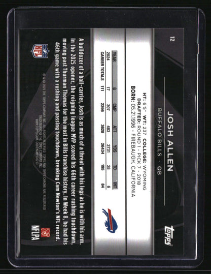 2025 Topps Chrome Black Josh Allen Purple Refractor #/75