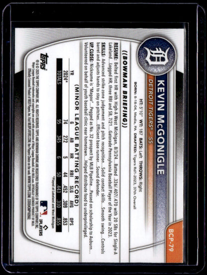 2025 Bowman Kevin McGonigle Chrome Prospects Mojo Refractor