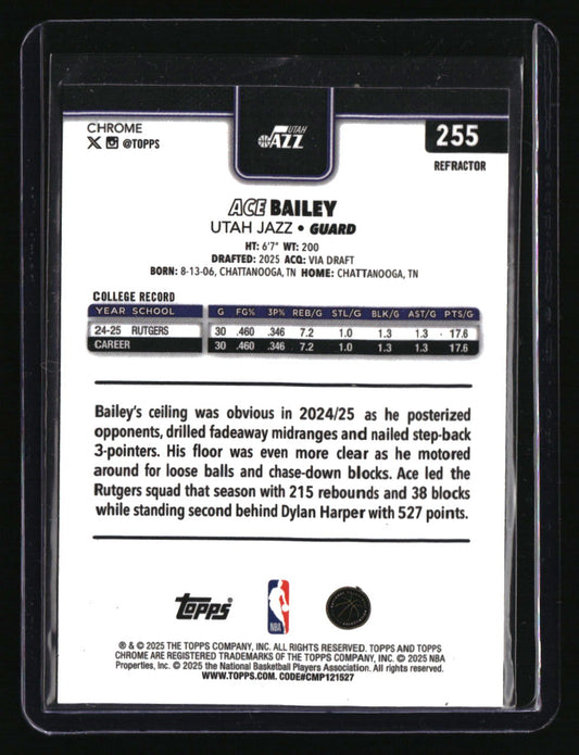 2025-26 Topps Chrome Ace Bailey Refractor